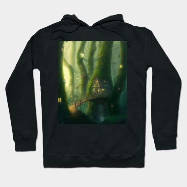 Fairy Forest Village Enchanted Woodland Hoodie by peachycrossing